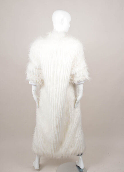 White Thick and Shaggy Long Faux Fur Coat