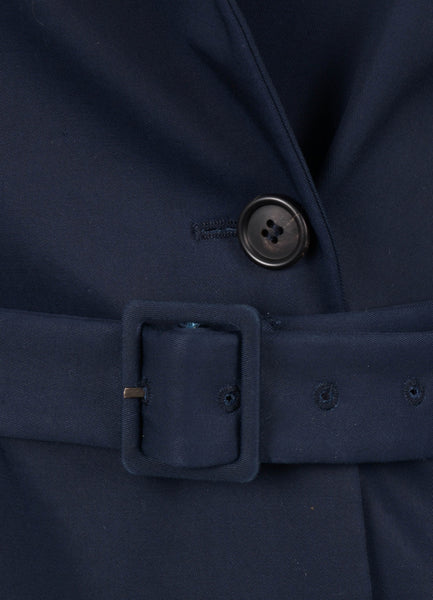 Navy Belted Cotton Trench Coat