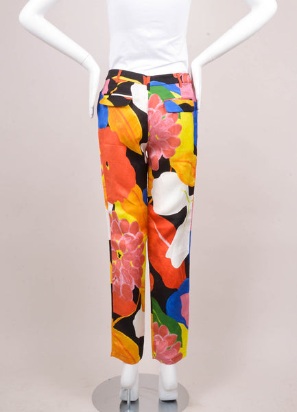 Multicolor Floral Print Lightweight Tapered Leg Pants