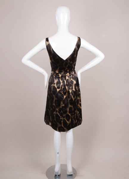 Black and Tan Silk Printed Sleeveless Dress