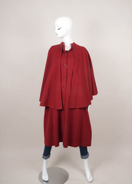 Dark Red Mock Capelet Coat