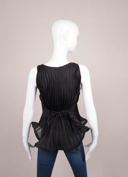 Black Accordion Pleated Silk Organza Dressy Tank