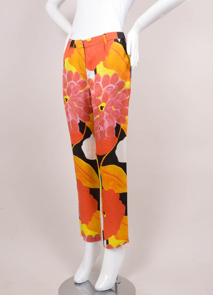 Multicolor Floral Print Lightweight Tapered Leg Pants