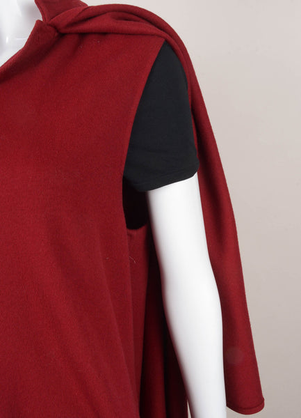 Dark Red Mock Capelet Coat