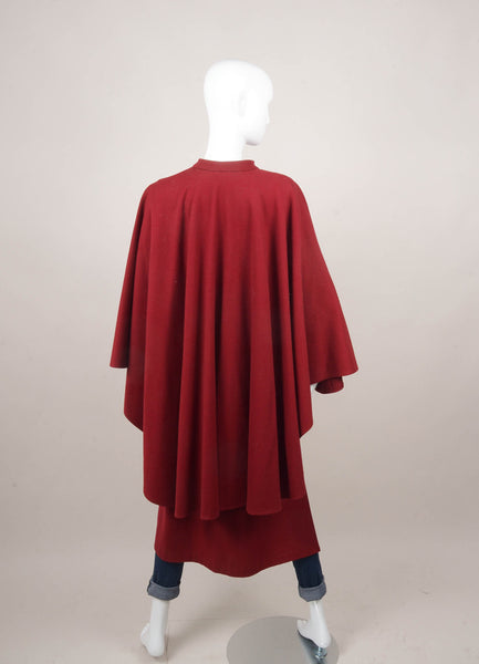 Dark Red Mock Capelet Coat