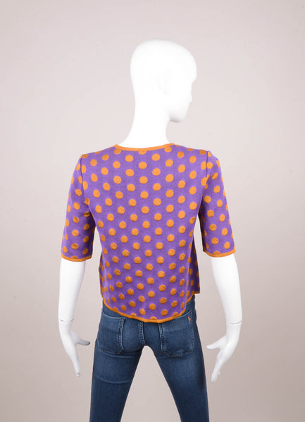 Purple and Orange Polka Dot Short Sleeve Knit Top