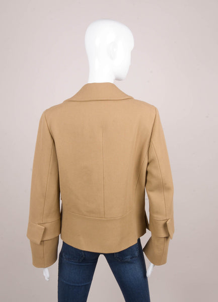 Tan Layered Sleeve Wool Blend Buttoned Jacket