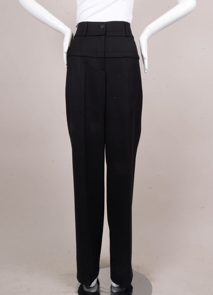 New With Tags Black Wool Wide Leg Double Yoke Dress Pants