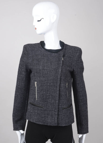 New With Tags Charcoal Grey Chunky Wool Blend Jacket