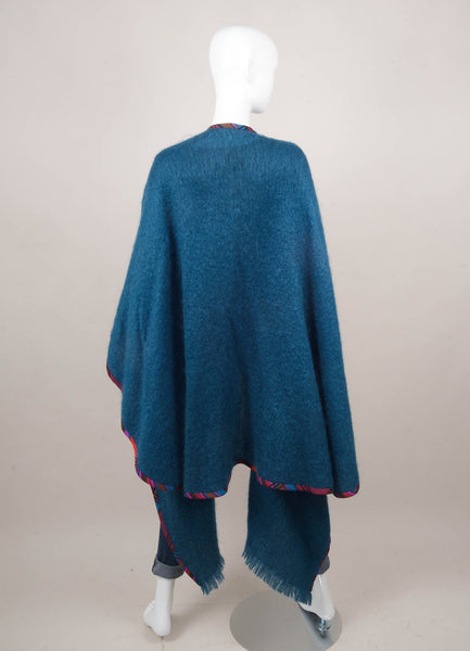 Blue and Multicolor Fuzzy Knit Wrap