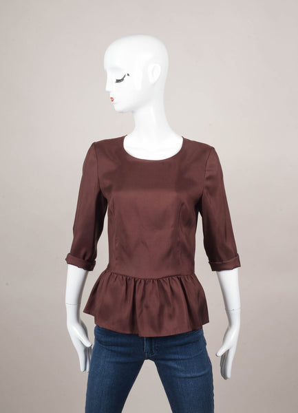 New With Tags Dark Plum Silk Peplum Blouse
