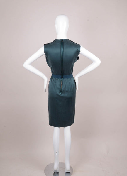 Dark Teal Sleeveless Silk Shift Dress