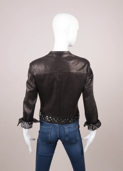 Black Jewel Studded Leather Jacket