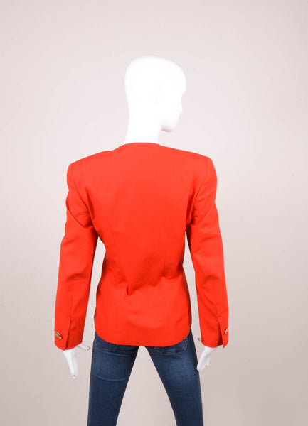 Red Cotton Jacket With Gold Toned Buttons