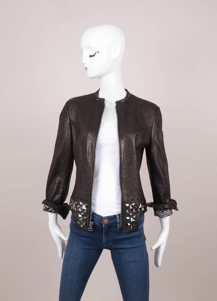 Black Jewel Studded Leather Jacket