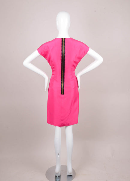 Hot Pink Silk Drape Dress WIth Gold and Black Zip Detail