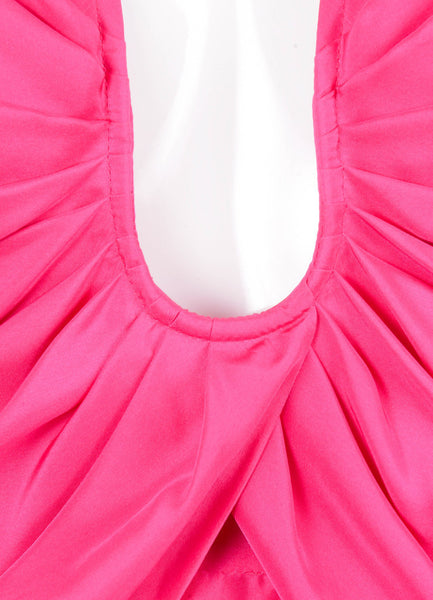 Hot Pink Silk Drape Dress WIth Gold and Black Zip Detail