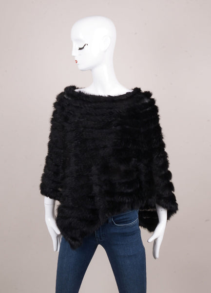 Black Rabbit Fur Poncho