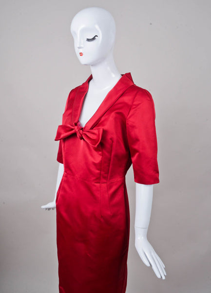 Roma Deep Red Bow Detail Dress