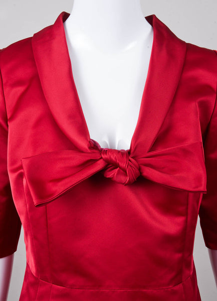 Roma Deep Red Bow Detail Dress