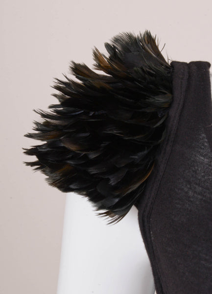 Black and Cream Ombre Feather Trim Cap Sleeve Cotton Top