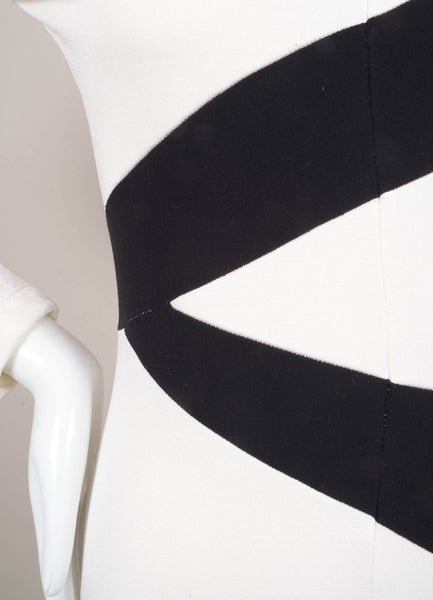 Cream and Black Color Block Mock Turtleneck Body Suit