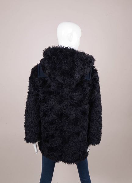 Midnight Navy Blue Faux Fur Toggle Jacket