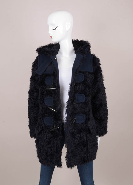 Midnight Navy Blue Faux Fur Toggle Jacket