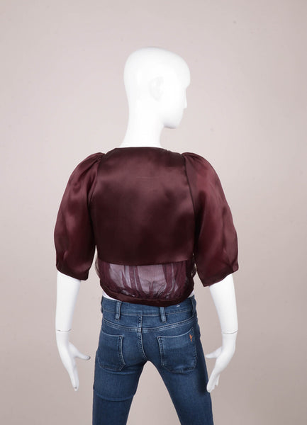 Burgundy Silk Short Sleeve Mesh Jacket