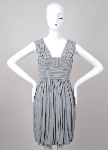 Grey Accordion Pleated Sleeveless Dress