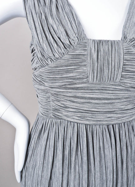 Grey Accordion Pleated Sleeveless Dress