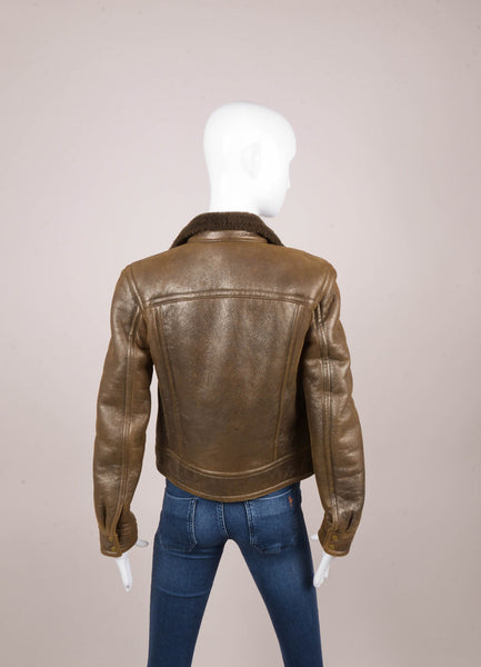 Brown Metallic Shearling Jacket