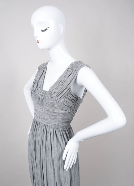 Grey Accordion Pleated Sleeveless Dress