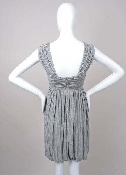 Grey Accordion Pleated Sleeveless Dress