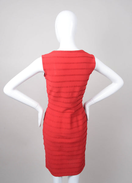 Red Sleeveless Textured Stretchy Knit Bodycon Dress