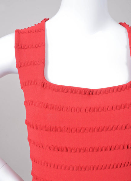 Red Sleeveless Textured Stretchy Knit Bodycon Dress