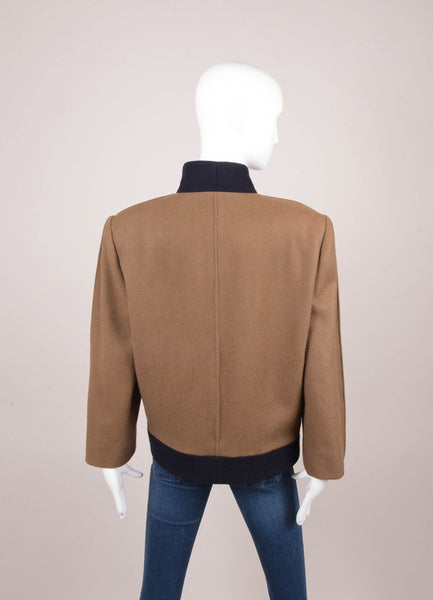 Brown and Navy Trim Wool Jacket