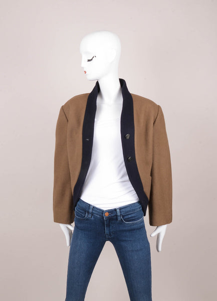 Brown and Navy Trim Wool Jacket