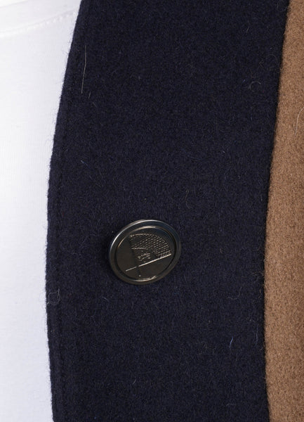 Brown and Navy Trim Wool Jacket