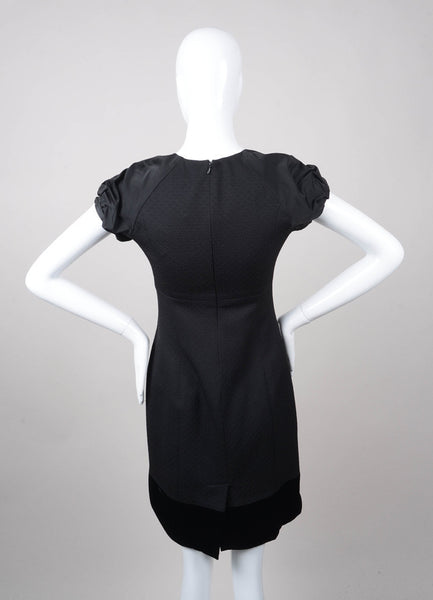 Black Short Sleeve Textured Dress