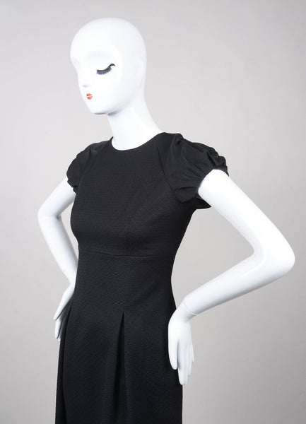 Black Short Sleeve Textured Dress