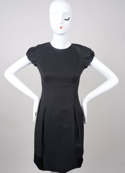 Black Short Sleeve Textured Dress