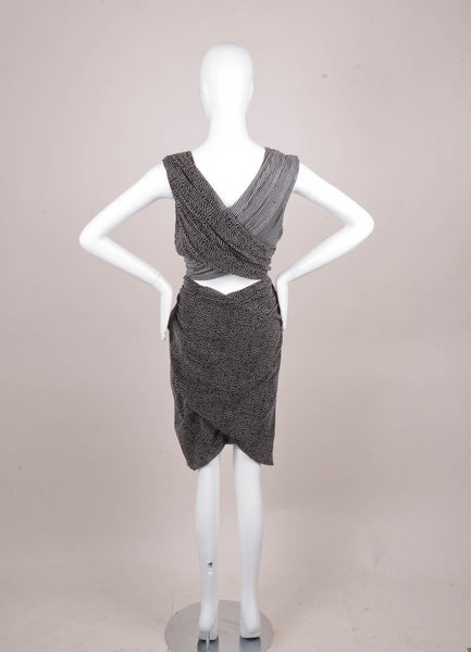 New Black and Grey Dotted and Striped Sleeveless Cut Out Dress