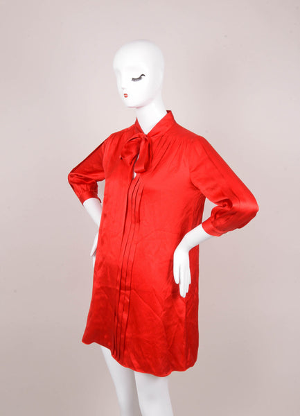 Red Shirt Dress With Tie Neckline