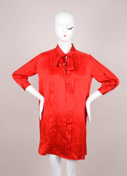 Red Shirt Dress With Tie Neckline