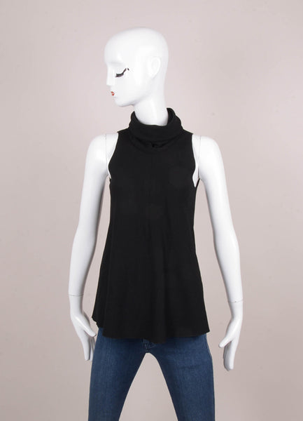 Black Wool Sleeveless Cowl Neck Top