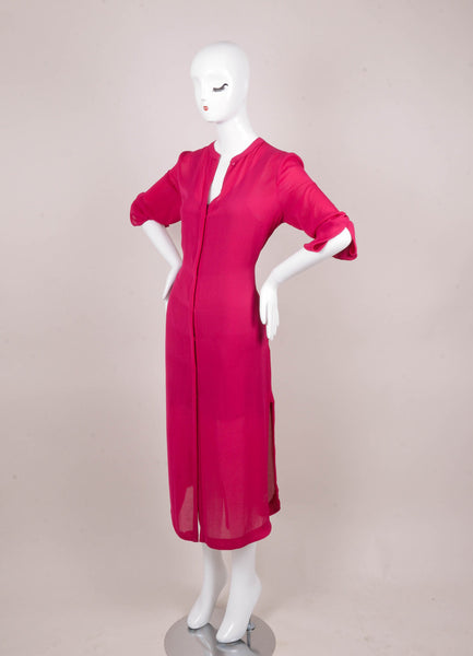 Fuchsia Draped Jacket and Sleeveless Slip Dress
