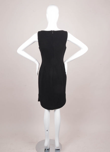 Black Stretch Wool Sleeveless Sheath Dress