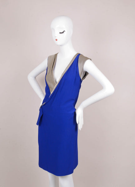 New With Tags Blue Sleeveless Wrap Dress