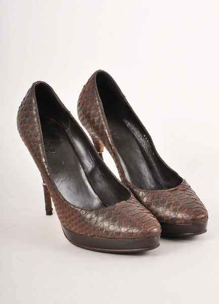 Brown Snakeskin Pumps